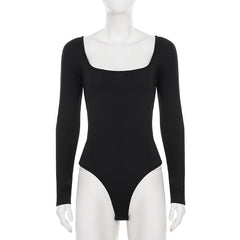 Long sleeve cross back solid bodysuit