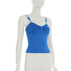 Ruched beaded solid cami top