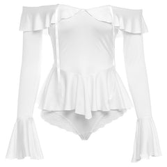 Long flared sleeve off shoulder ruffle pant set