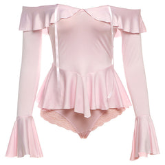 Long flared sleeve off shoulder ruffle pant set