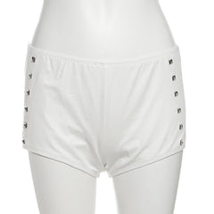 Rivet low rise ruched solid short pant
