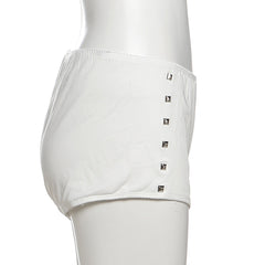 Rivet low rise ruched solid short pant