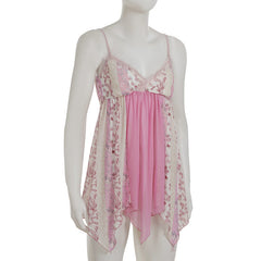 Lace hem v neck print irregular cami top