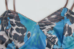 V neck flower print backless cami maxi dress