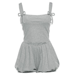 Square neck bowknot short pant set