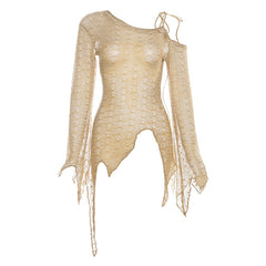 Long sleeve one shoulder irregular top