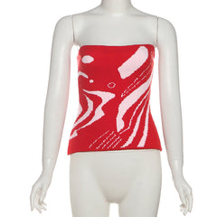 Contrast knitted backless tube top