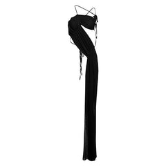 Self tie backless ruched mesh top