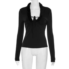 Long sleeve fluffy solid top