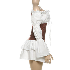 Long flared sleeve off shoulder ruched mini dress