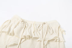 Ruffle see through low rise solid pant