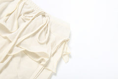 Ruffle see through low rise solid pant