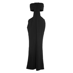 Hollow out ruched solid cut out maxi dress
