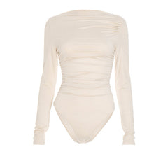 Long sleeve ruched backless bodysuit