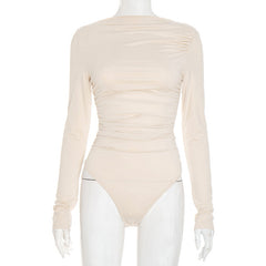 Long sleeve ruched backless bodysuit
