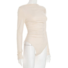 Long sleeve ruched backless bodysuit