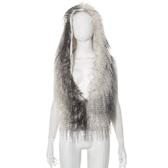 Hoodie fluffy self tie v neck backless top