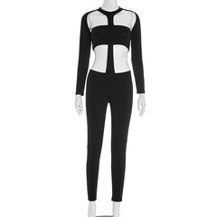 Hollow out long sleeve jumpsuit
