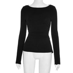 Crewneck long sleeve lace patchwork top