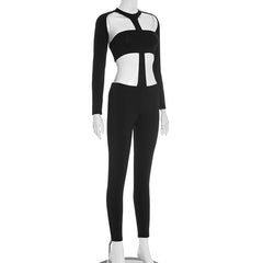 Hollow out long sleeve jumpsuit