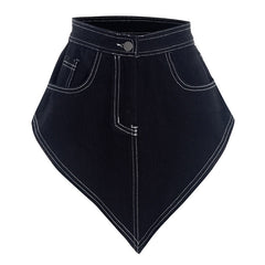 Denim stitch button mini skirt