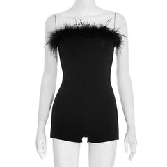 Feather solid backless tube romper