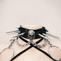 Halter hollow out o ring rivet applique cut out top