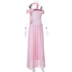 Off shoulder mesh maxi dress