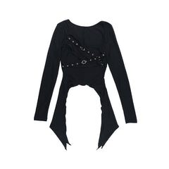 Long sleeve u neck irregular top