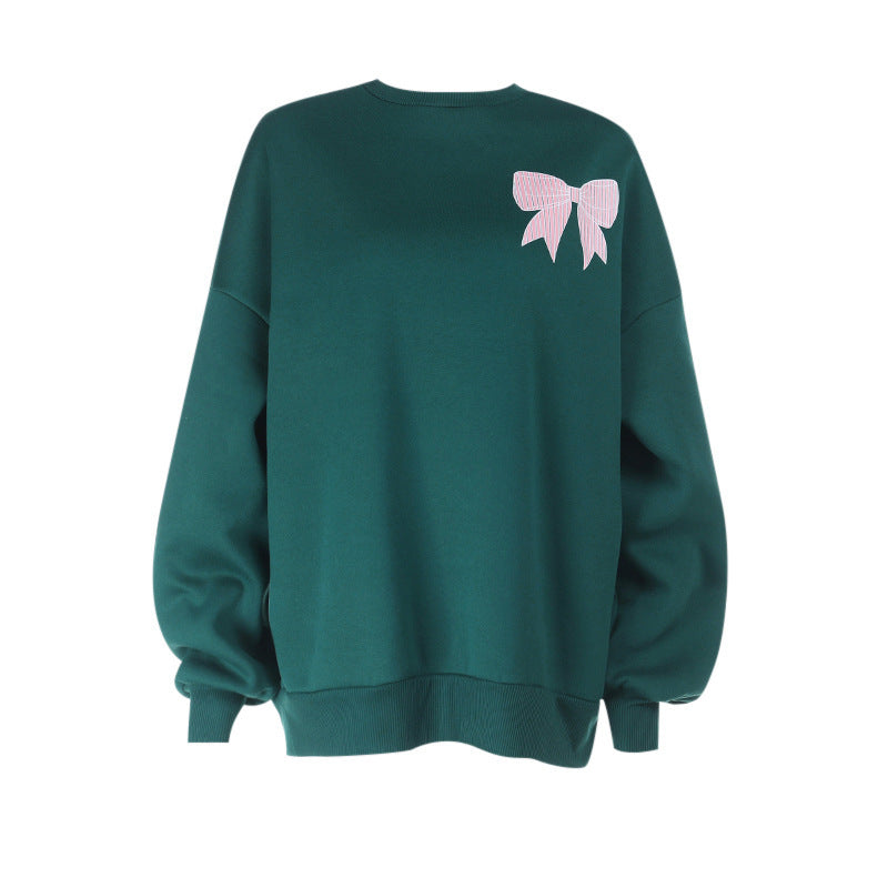Bowknot pattern crewneck long sleeve top