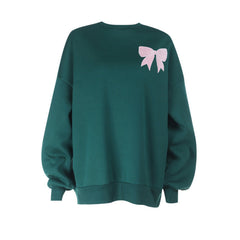 Bowknot pattern crewneck long sleeve top