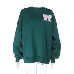 Bowknot pattern crewneck long sleeve top