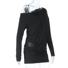 One shoulder long sleeve irregular mini dress