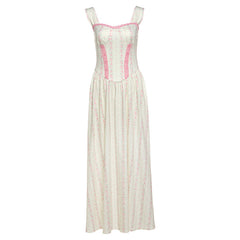 Flower print lace hem maxi dress