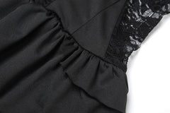 Sweetheart neck button ruffle lace mini dress
