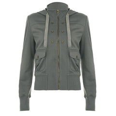 Hoodie long sleeve zip-up pocket coat top