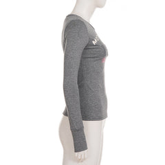 Long sleeve crewneck letter print top
