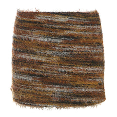 Fluffy contrast striped mini skirt
