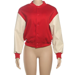Long sleeve button letter pattern contrast top