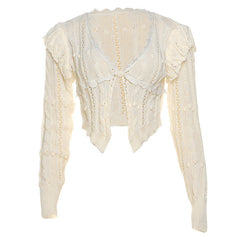 Long sleeve knitted v neck crop top