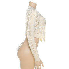 Long sleeve knitted v neck crop top