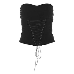 Sweetheart neck lace up backless top