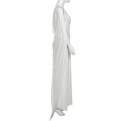 High neck ruched solid maxi skirt set