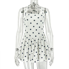 Halter polka dot backless mini dress