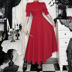 Short sleeve button zip-up high neck maxi dress