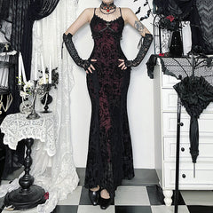Lace hem v neck tassels print cami maxi dress