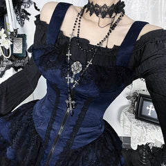 Long flared sleeve ruffle lace hem top