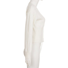 Long sleeve v neck button knitted top