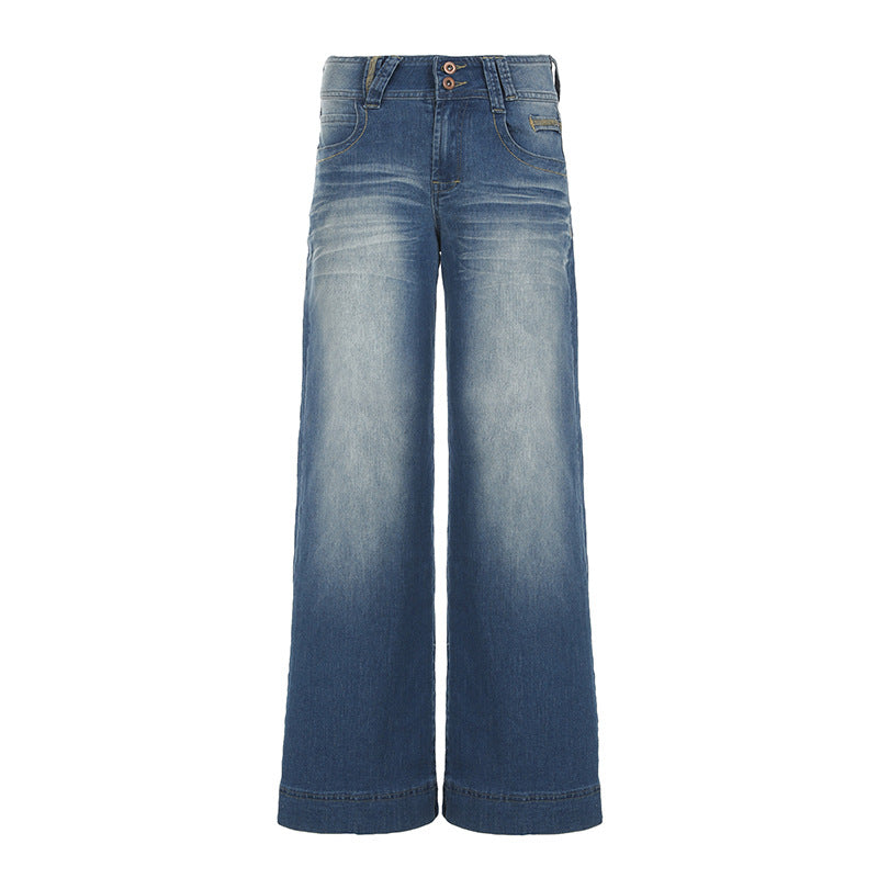 Button zip-up medium rise jeans