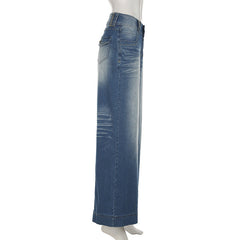Button zip-up medium rise jeans